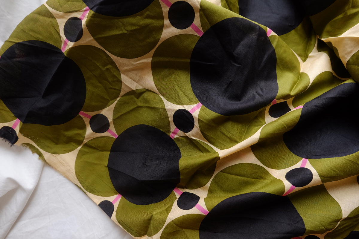 Olive Mod Circle Cotton Lawn — 3.3 yd