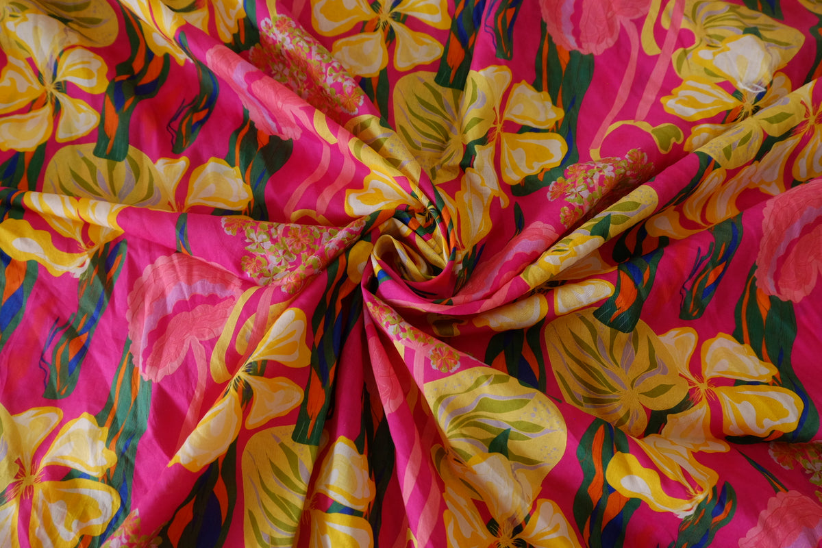 Tropical Pink Paradise Cotton Lawn – 1.75 yd | Special Price