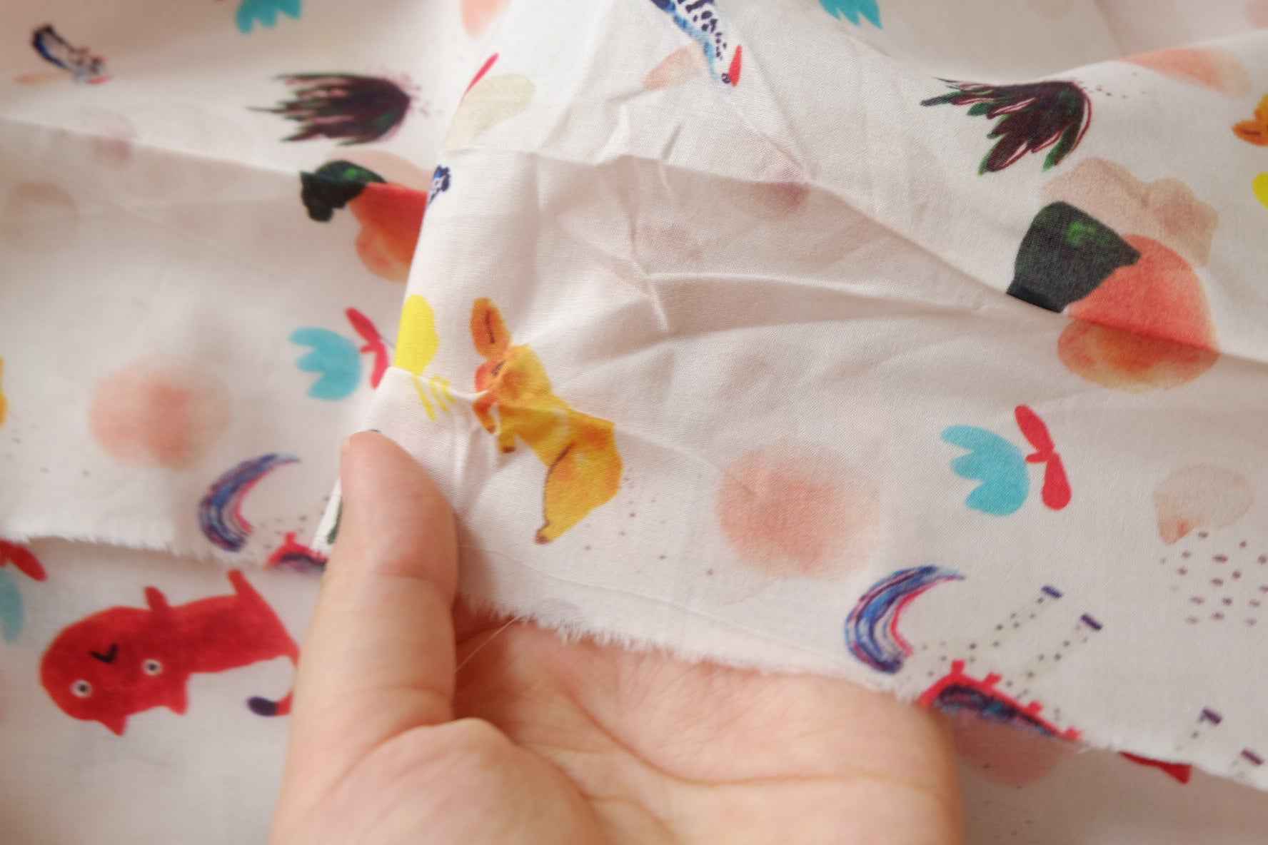 Whimsical Cotton Fabric, Silky Lightweight 80s Cotton, 3.28 Yards