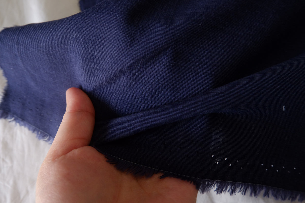 Midnight Navy Cotton Linen Blend Fabric | 2.2 Yards