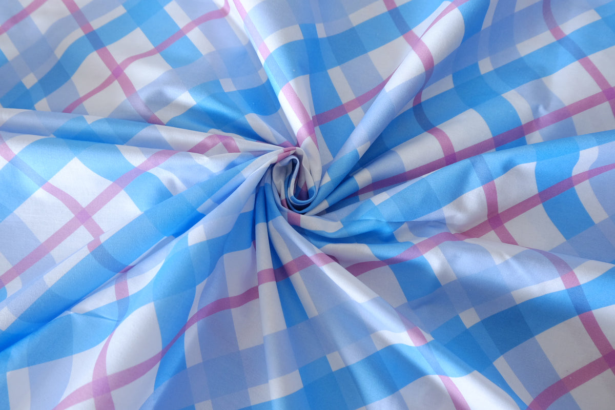 Blueberry Picnic Plaid – Cotton Poplin Fabric – 3.28 yd