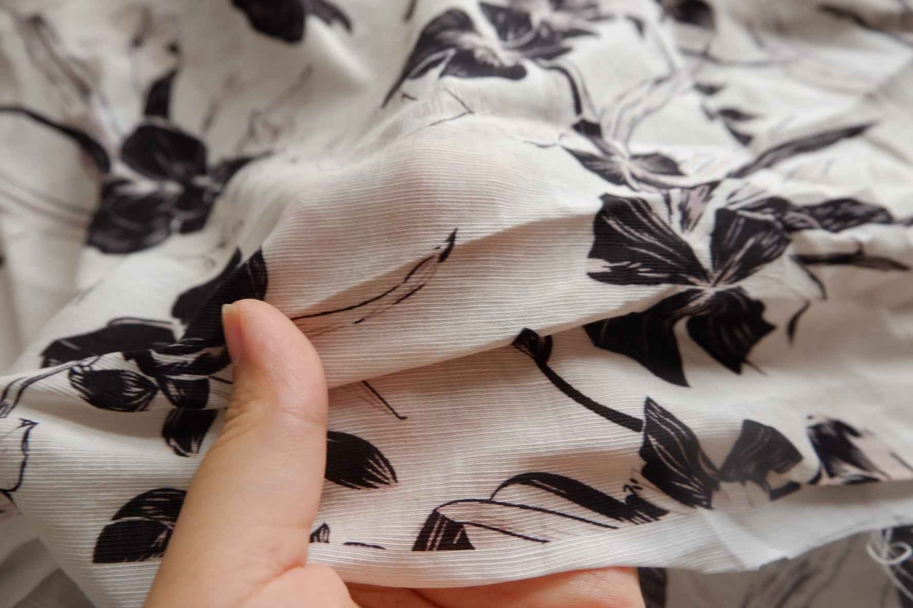 Black Ink Floral Tencel-Linen Blend Fabric - 1.75 yd