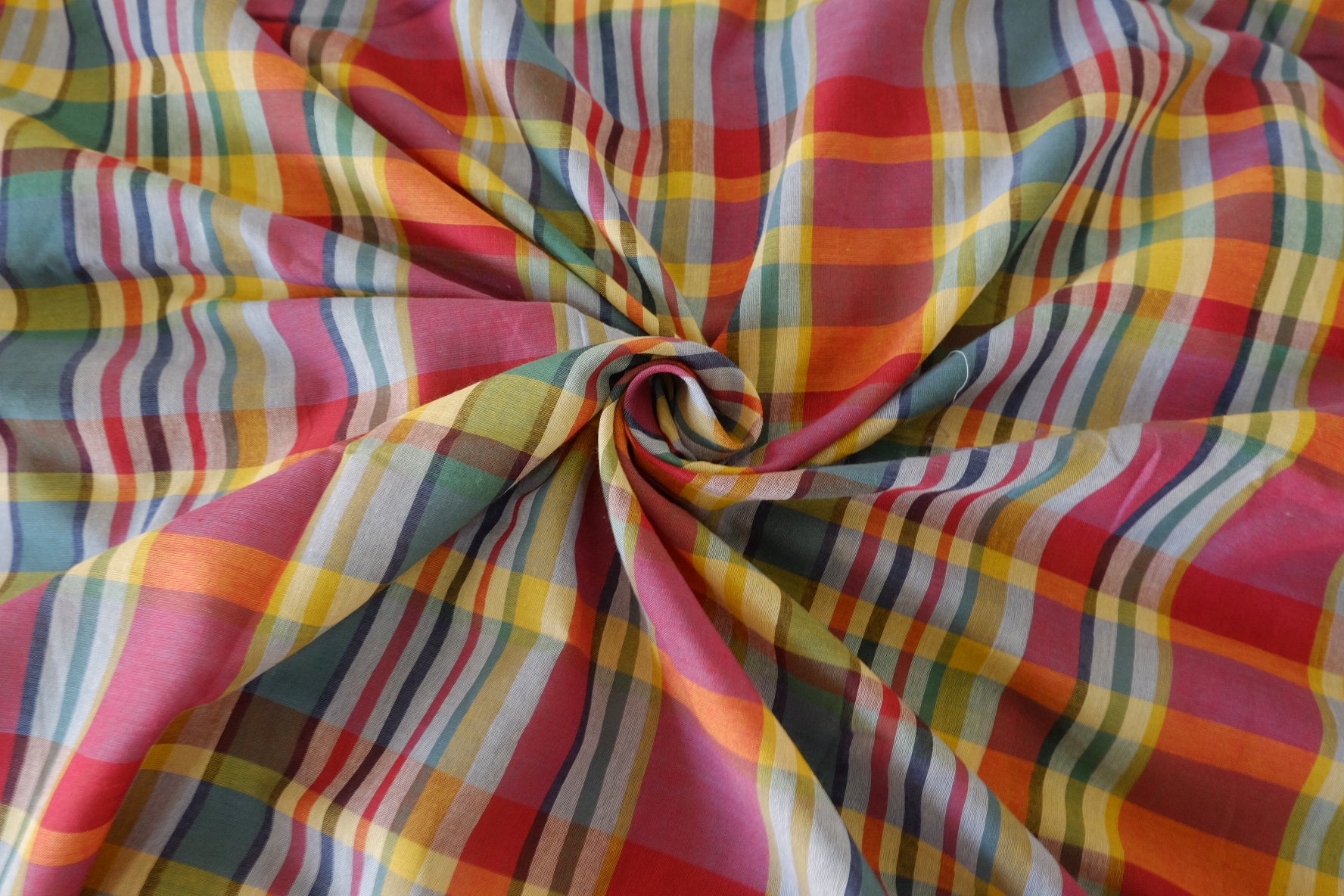 Colorful Yarn-Dyed Cotton Plaid Fabric – 3.3 yd