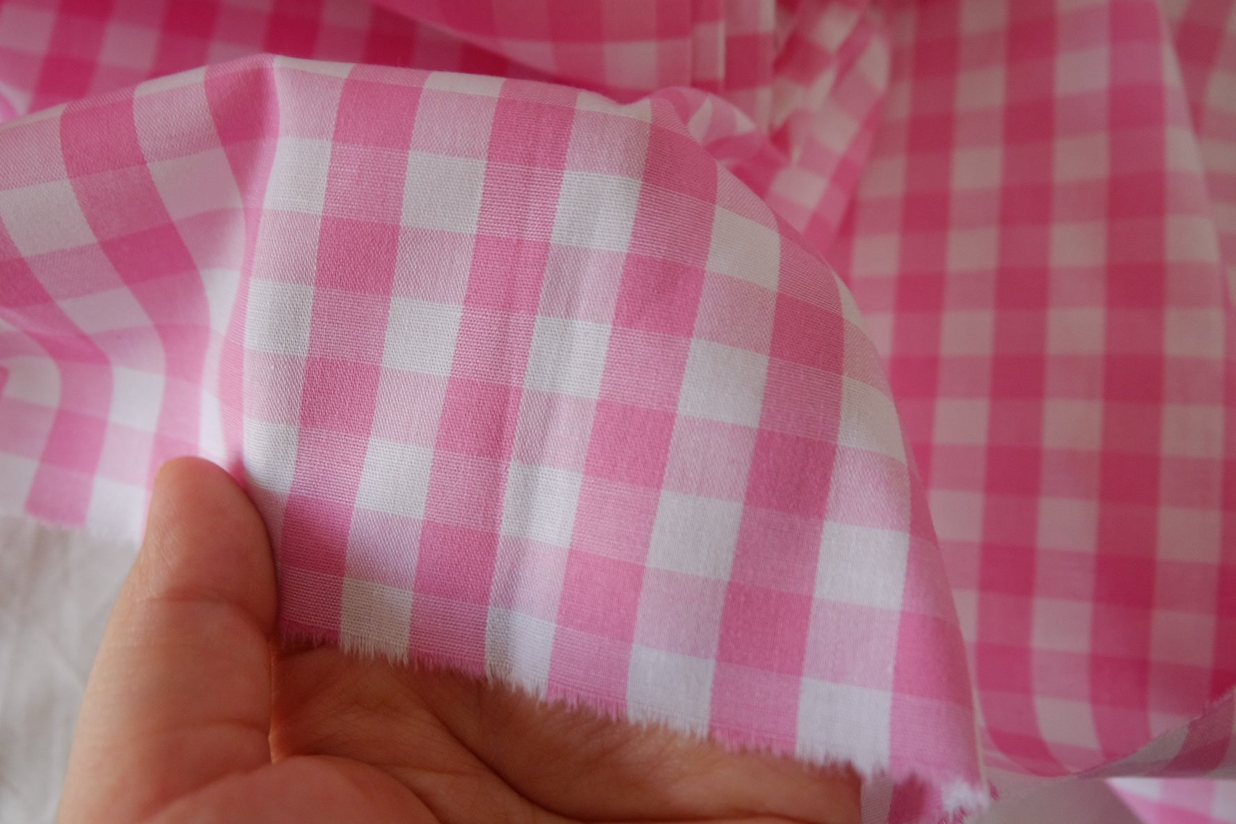 Pink Gingham Woven Cotton Fabric – Yarn Dyed Check – 2.2 yd