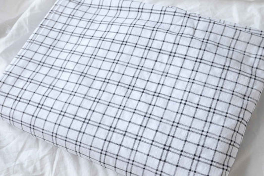 White Windowpane Cotton Fabric, Soft Lightweight Dress Weight, 2.46 Yards