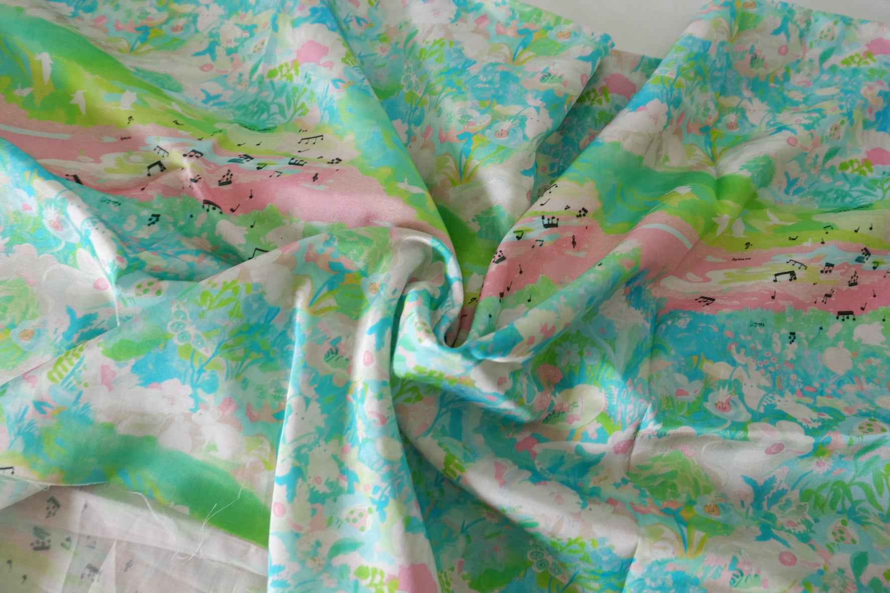 Musical Garden Rayon Cotton Sateen Fabric – 2.2 yd