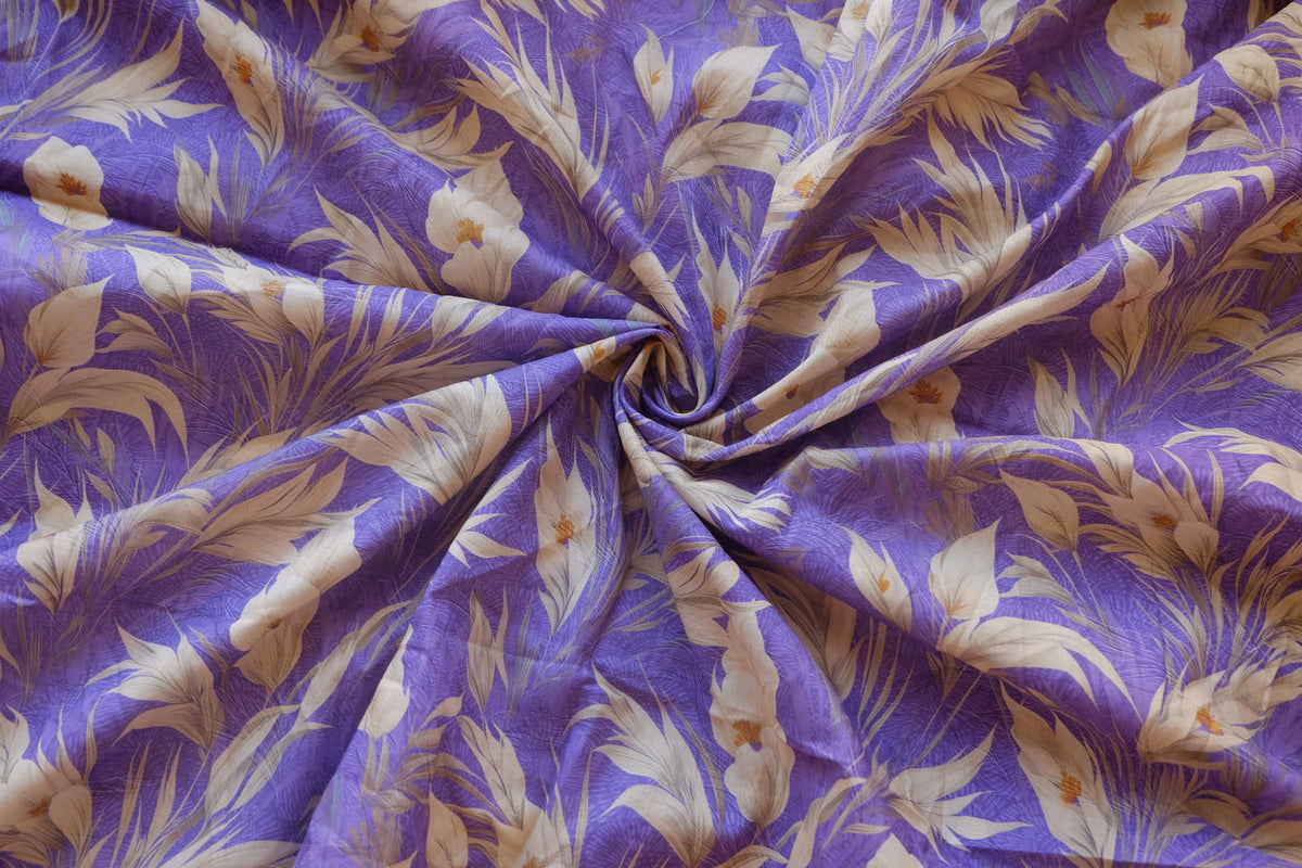 Purple Tropical Floral Cotton Lawn – 1.6 yd