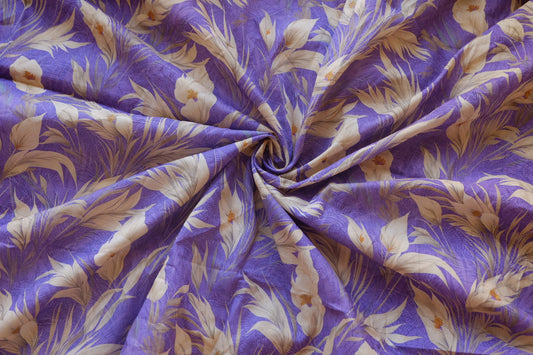 Purple Tropical Floral Cotton Lawn – 1.6 yd