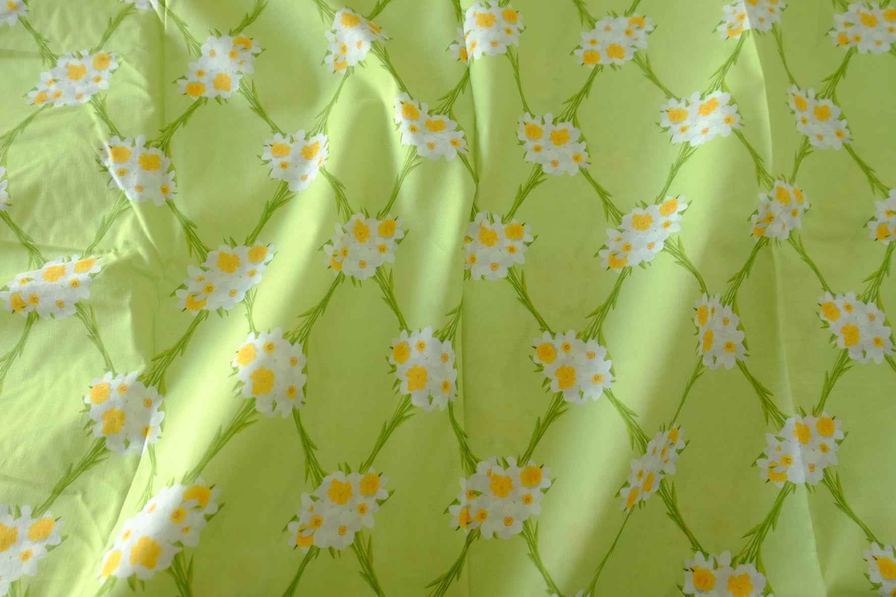 Lime Green Floral Cotton Lawn Fabric – 2.4 yd