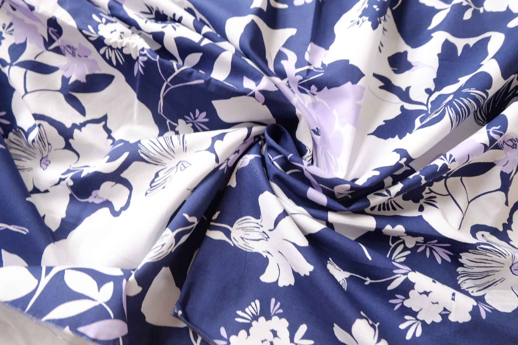 Navy Floral Silhouette 100s Cotton Fabric - 3.28 yd