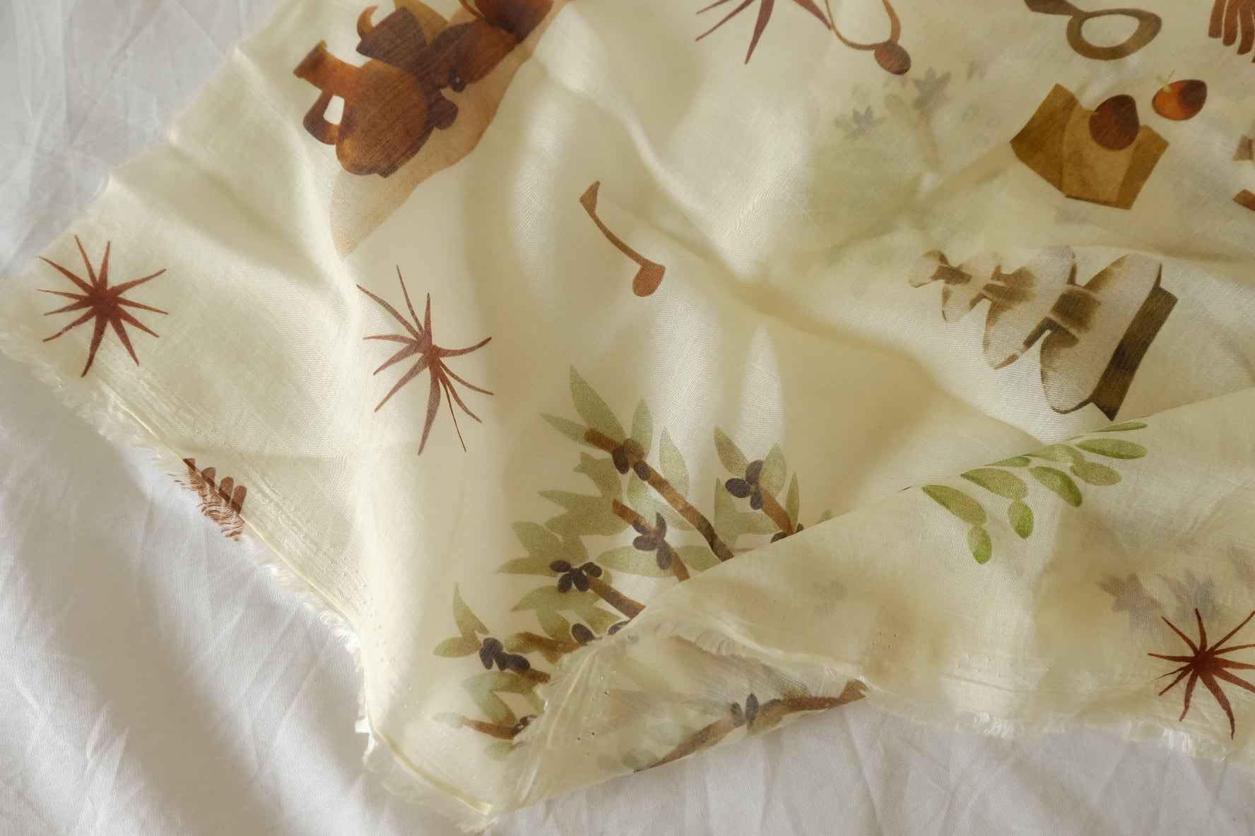 Whimsical Objects Print Tencel Ramie Fabric – 3.3 yd