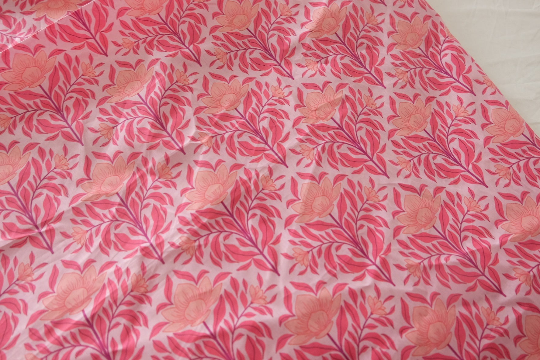 Pink Floral Cotton Lawn Fabric - 1.6 yd