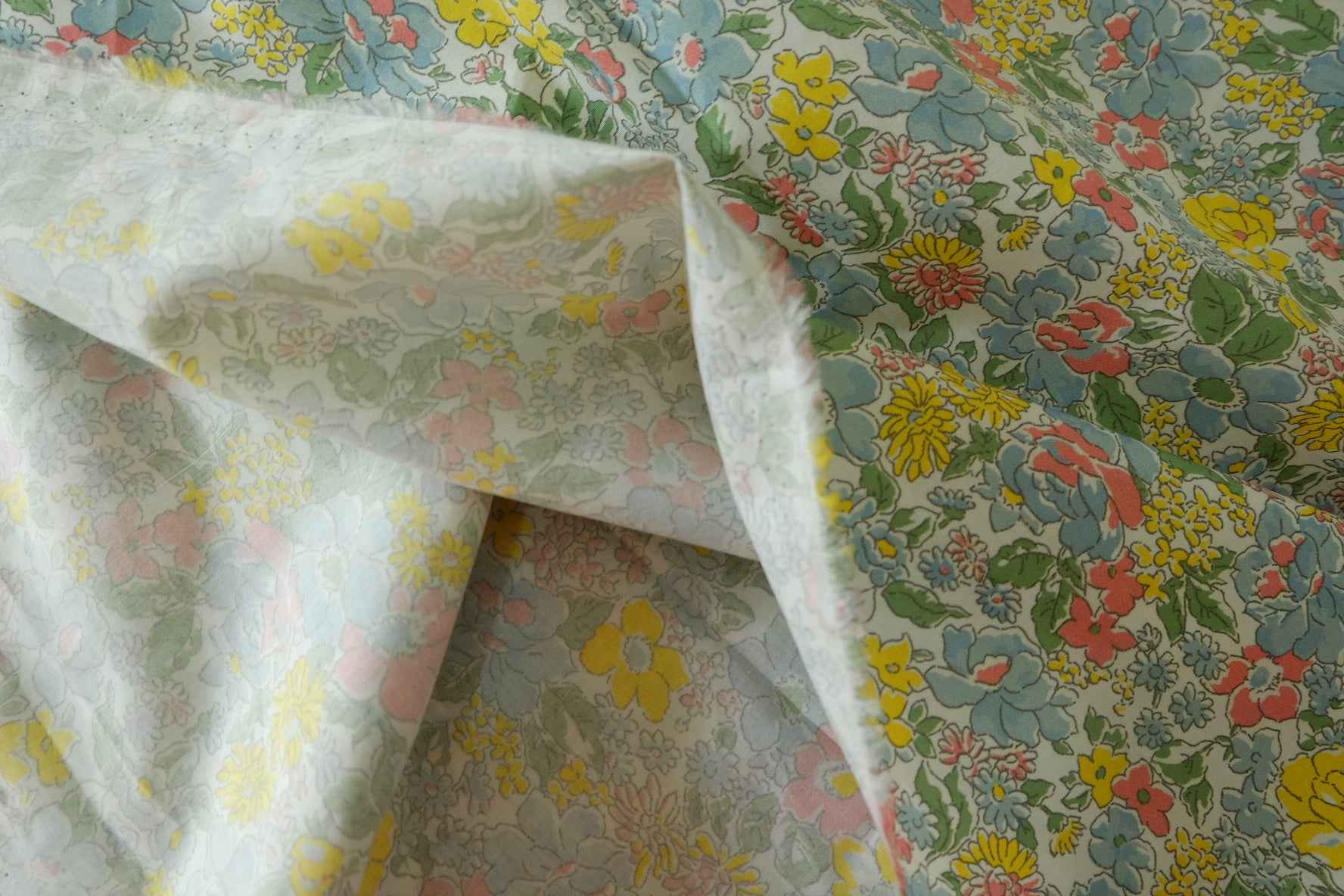 Pastel Floral Cotton Poplin Fabric – 3.3 yd