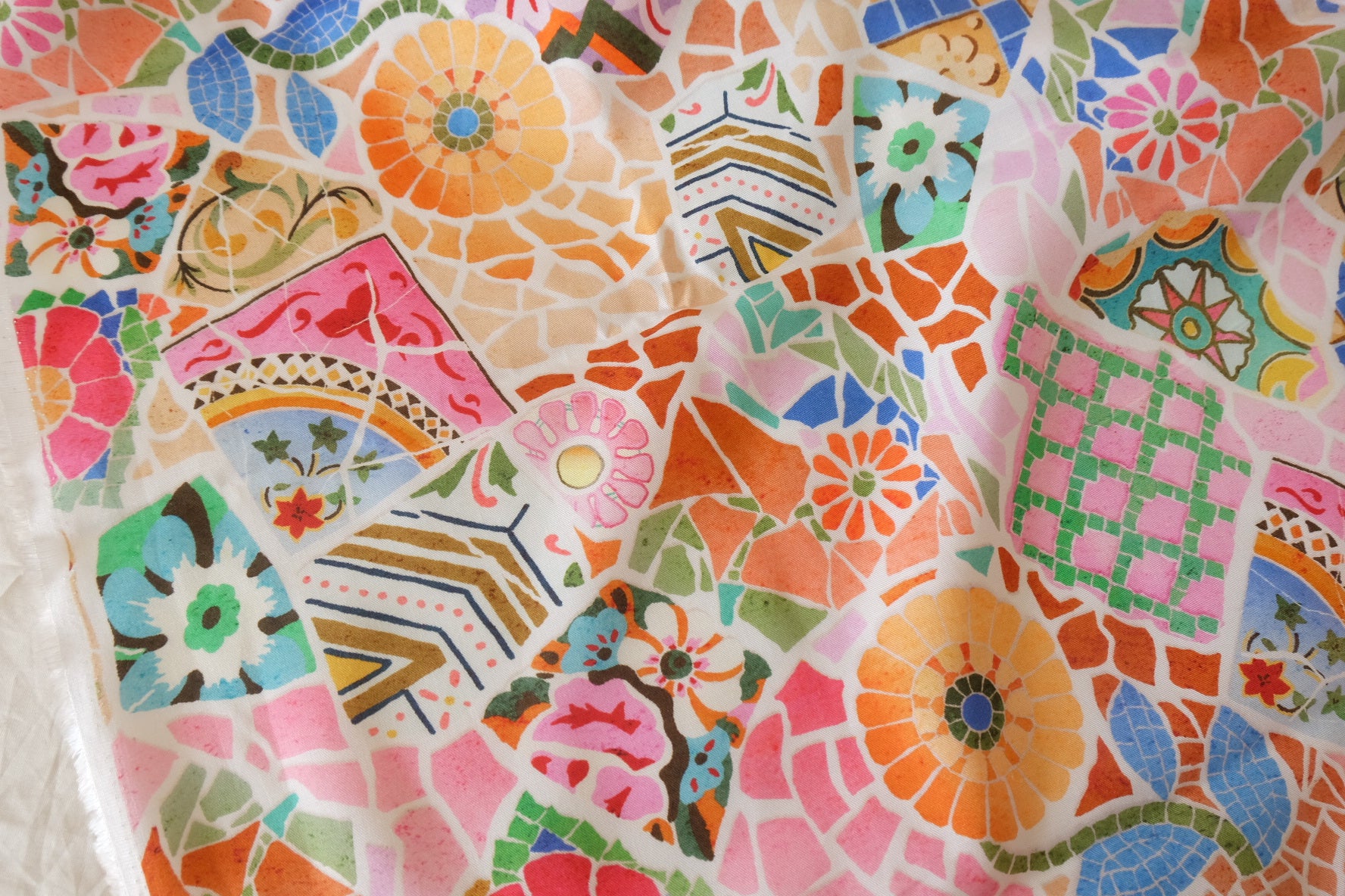 Pastel Mosaic Cupro Fabric - 2.2 yd