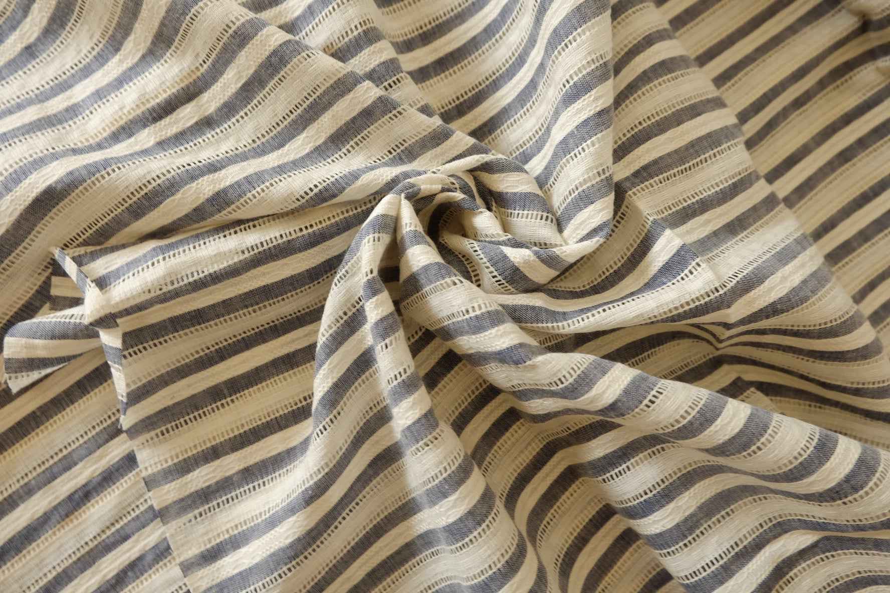 Blue Stripe Openwork Cotton Jacquard – 1.64 yd