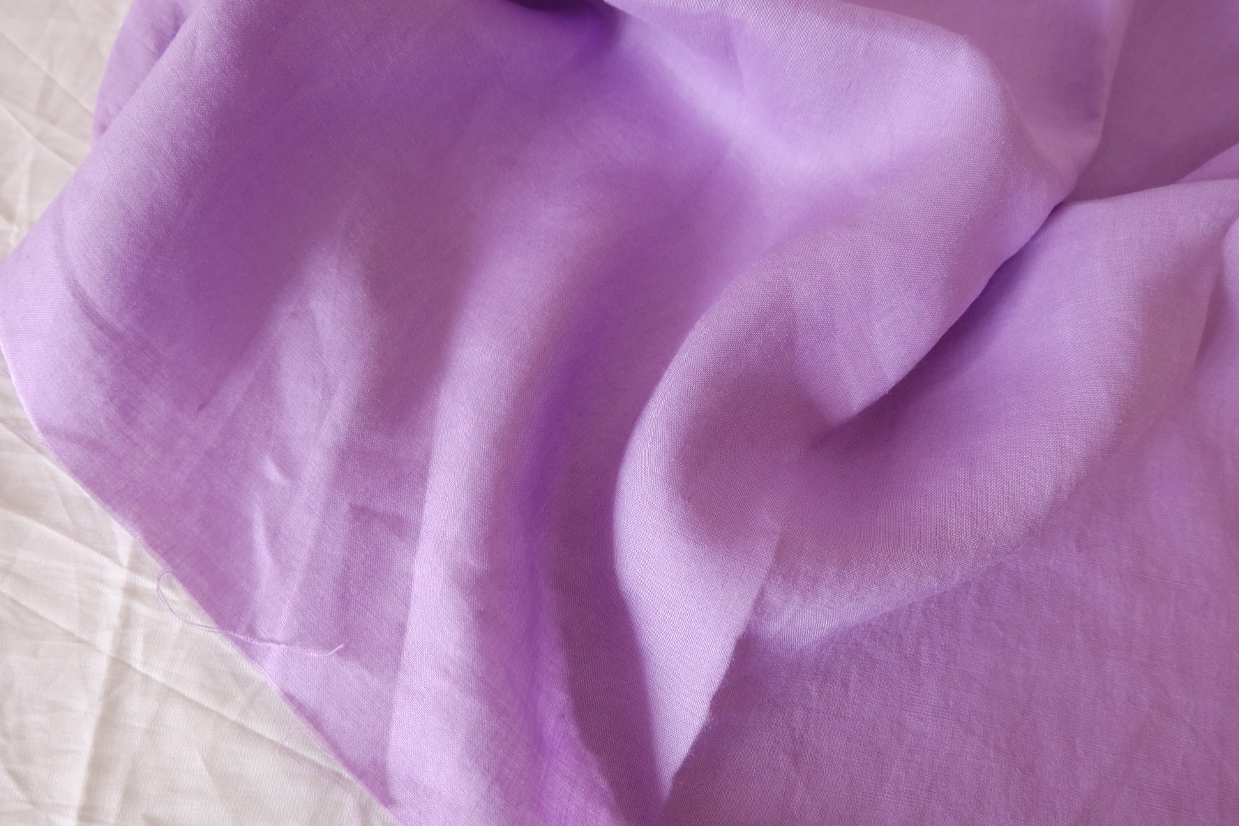 Lavender Lilac Sand-Washed Pure Linen Fabric – 2.19 yd Piece