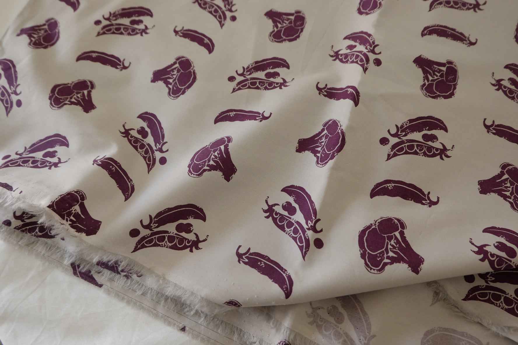 Purple Botanical Print Cotton Lawn Fabric – 2.2 yd