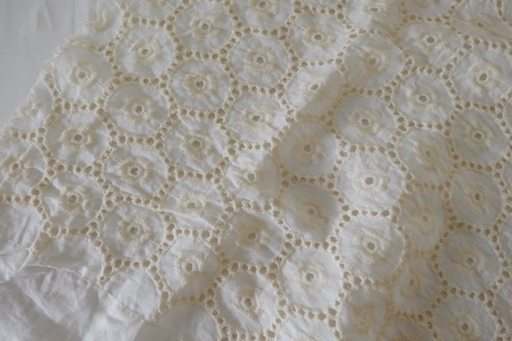 Heavy Embroidered Cutwork Linen Fabric – 2.2 yd