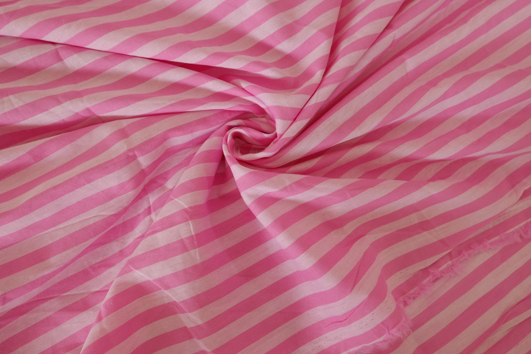 Pink Striped Lightweight Cotton Fabric - 3 yd