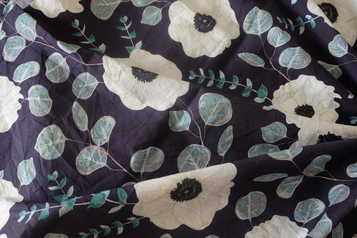 Midnight Poppy Cotton Lawn – 2.1 yd