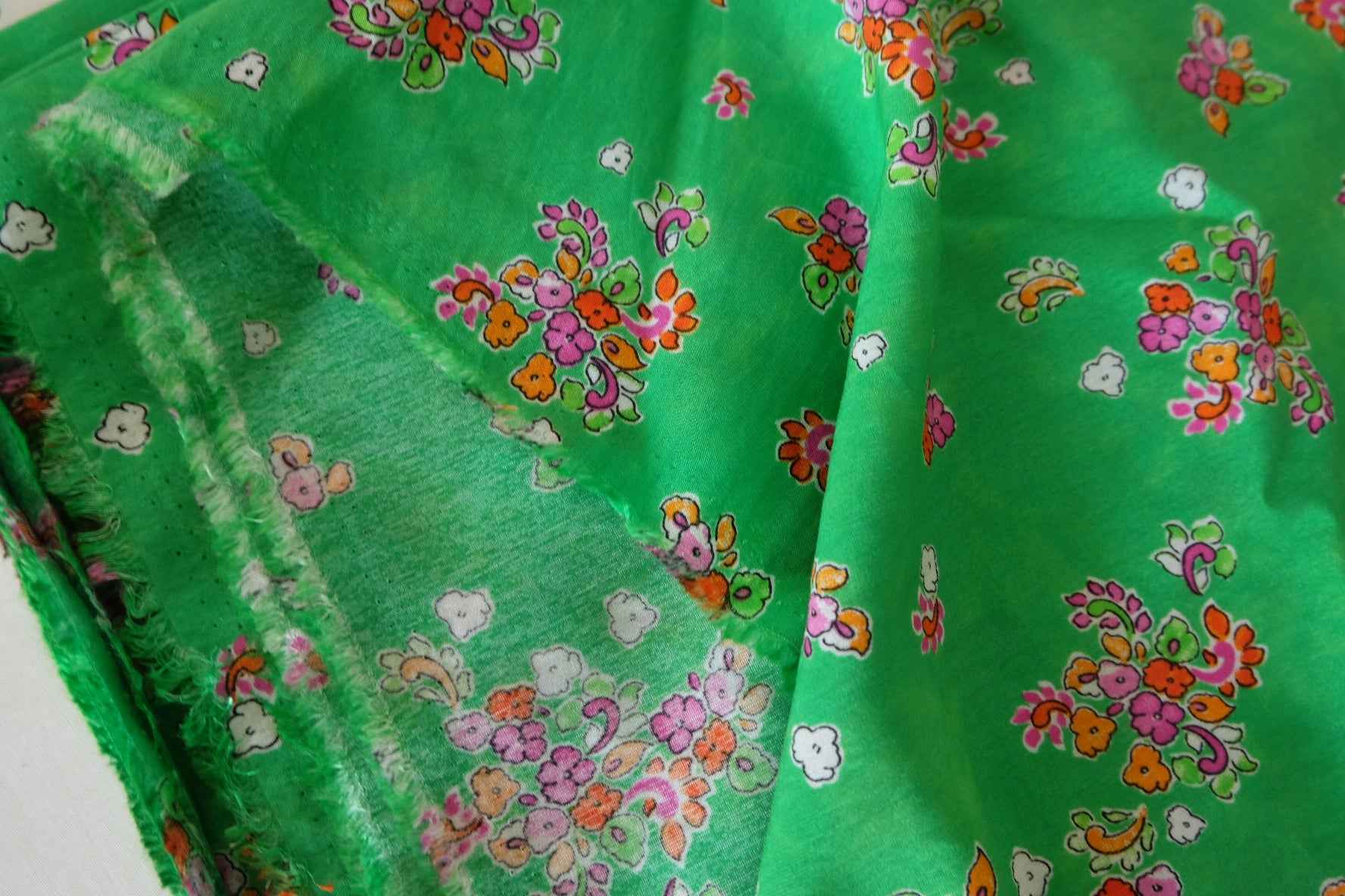 Green Floral Tencel Cotton Fabric – 1.6 yd