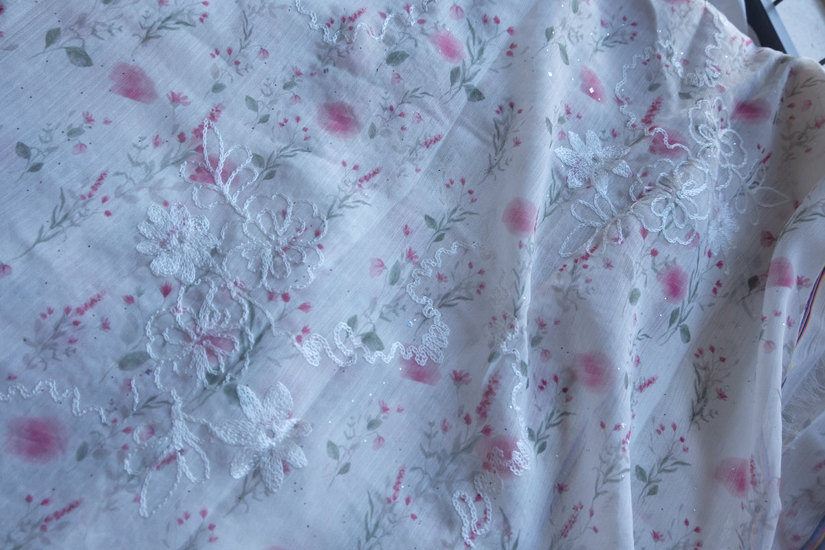 Embroidered Floral Chiffon – 3.3 yd