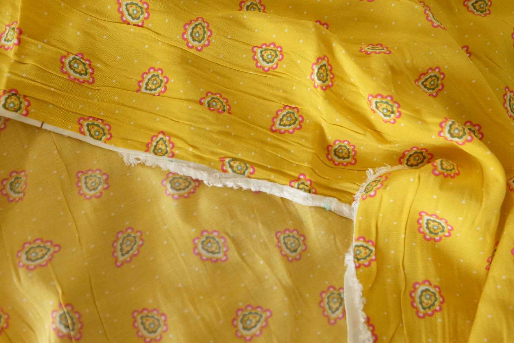Mustard Paisley Plant-Based Rayon Fabric – 2.7 yd Piece