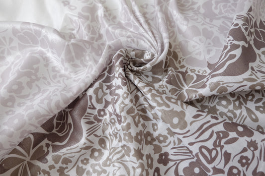 Silver Thread Border Print Linen Fabric - 2.2 yd
