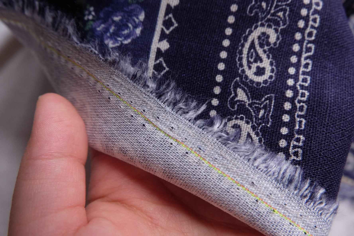 Navy Bandana Print Washed Linen Cotton — 3.3 yd