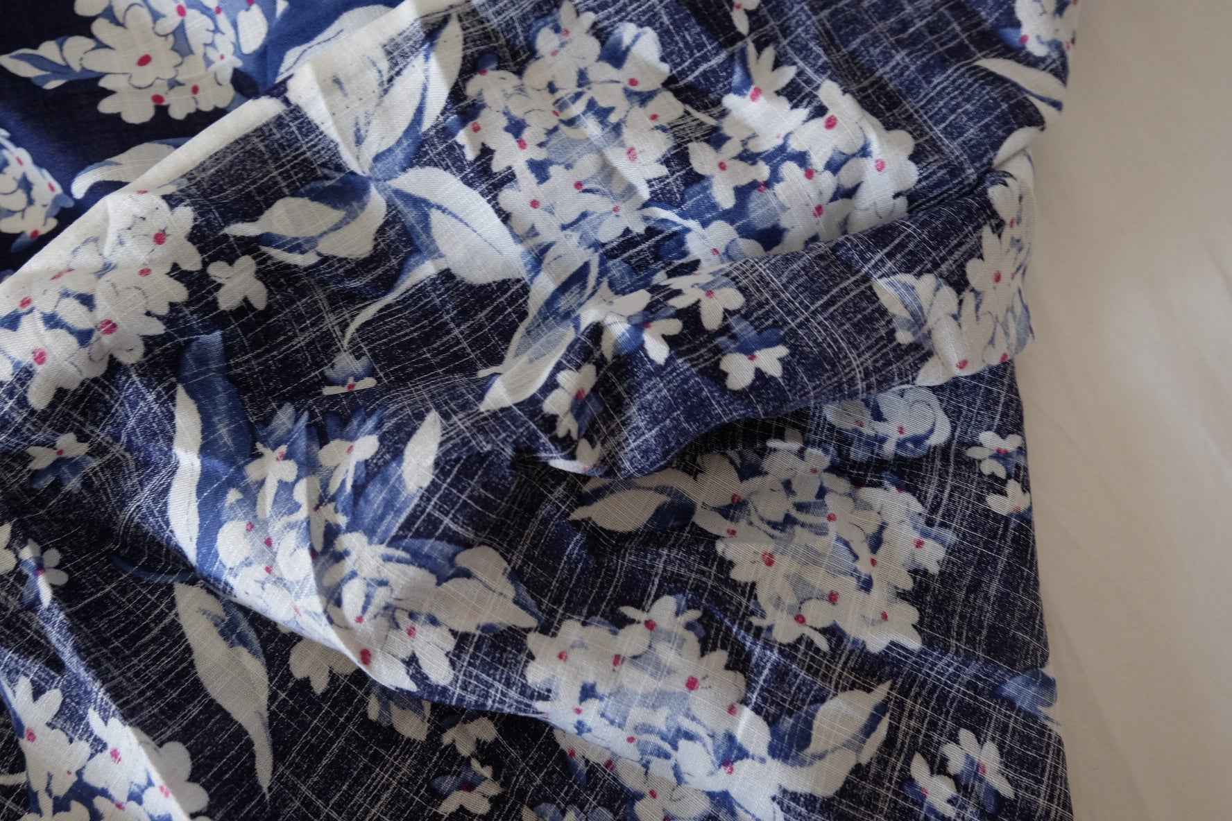 Navy Floral Linen Cotton Lyocell Fabric – 3.3 yd