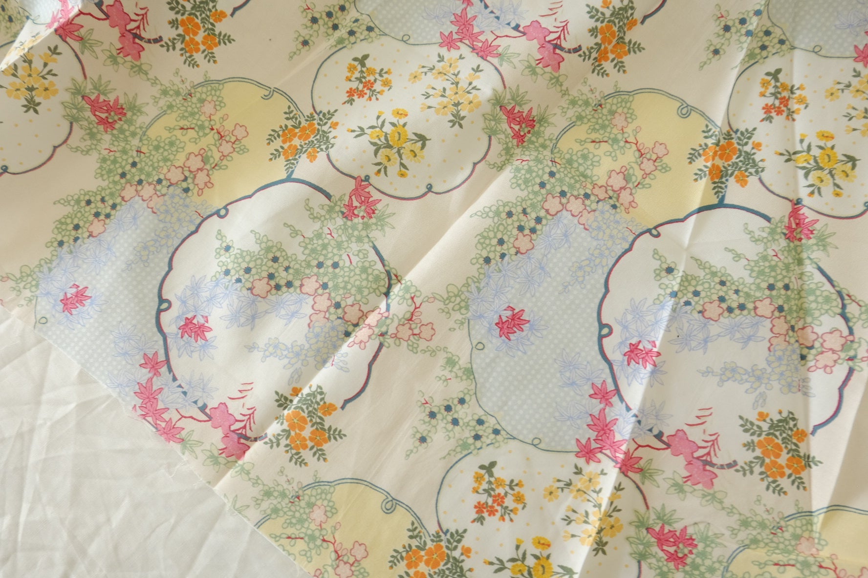 Poetic Fan Garden Print Cotton Lawn Fabric – 3.83 yd Piece