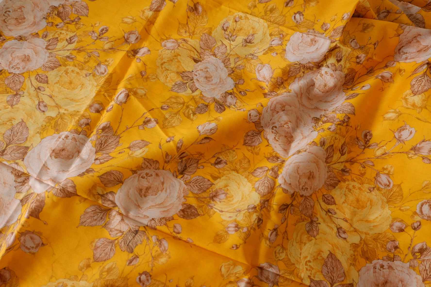 100s Golden Floral Cotton Lawn Fabric – 3.3 yd