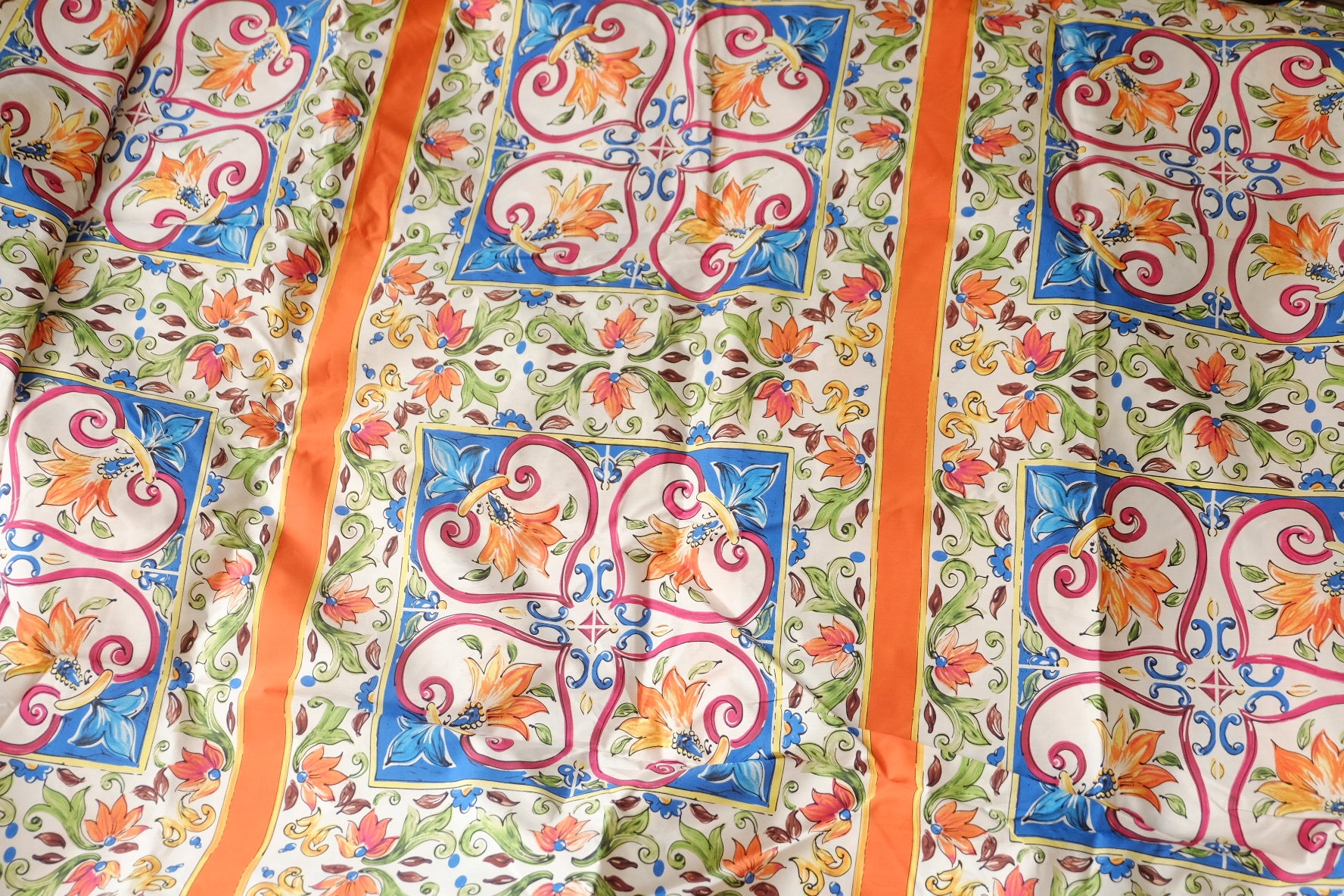 Italian Tile Print Cotton Poplin Fabric 2.2 Yards