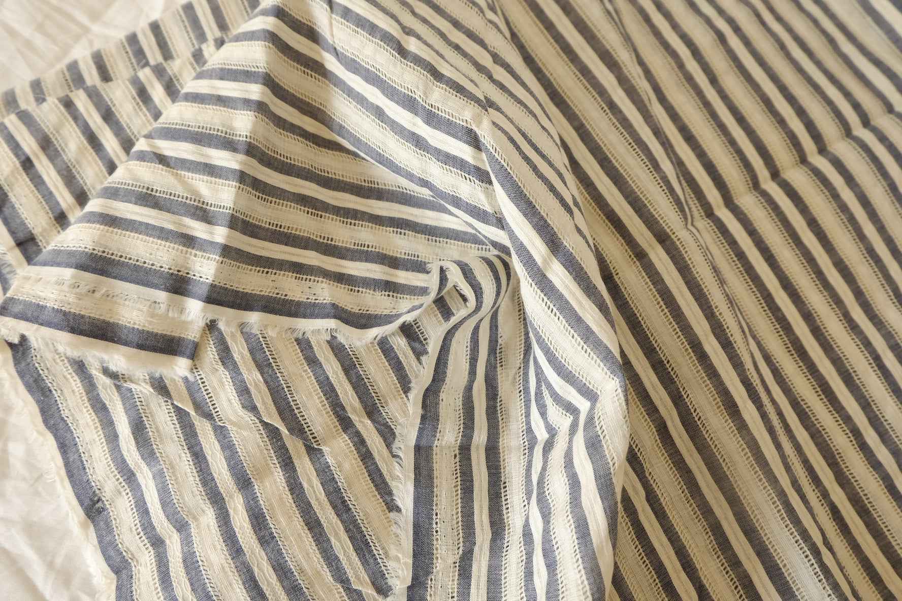 Blue Stripe Openwork Cotton Jacquard – 1.64 yd