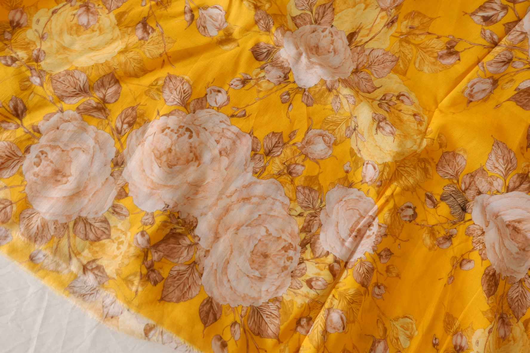 100s Golden Floral Cotton Lawn Fabric – 3.3 yd