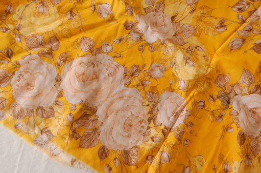 100s Golden Floral Cotton Lawn Fabric – 3.3 yd