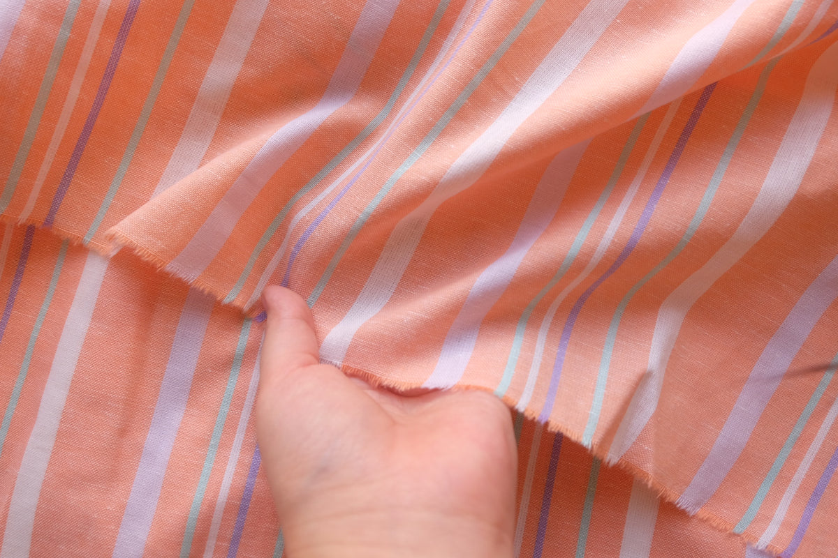 Peach Pastel Striped Cotton Linen – 2.2 yd