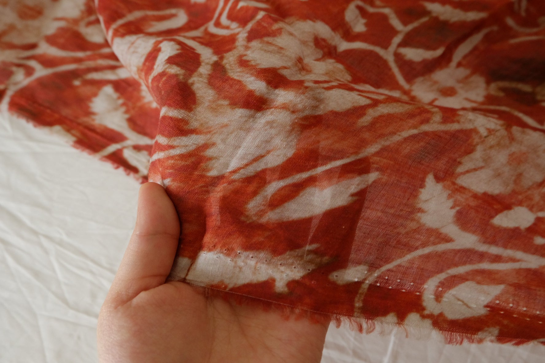 Terracotta Floral 100s Pure Ramie Dress Fabric – 2.7 yd