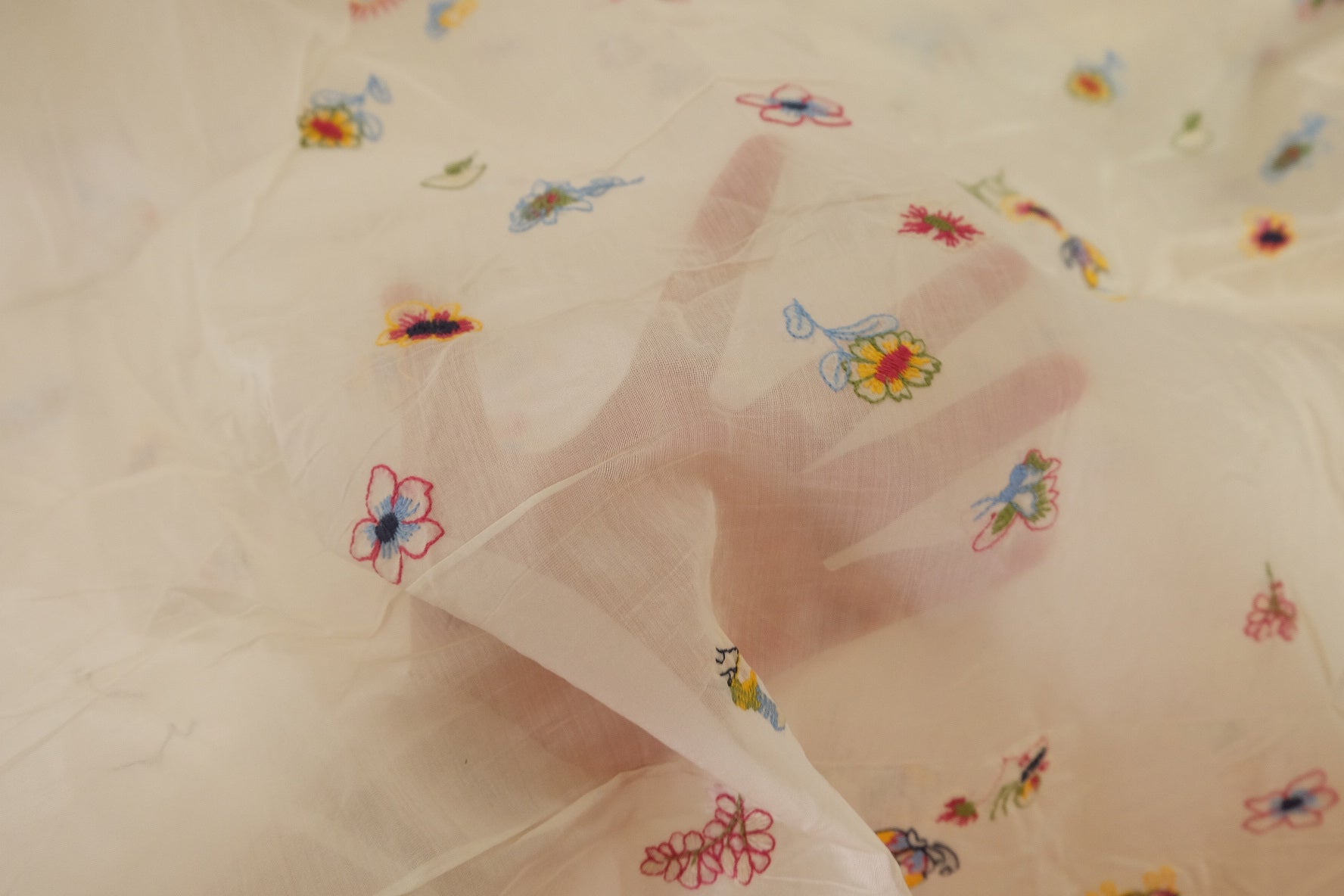 Sheer Embroidered Tencel Voile Fabric – 3.6 yd