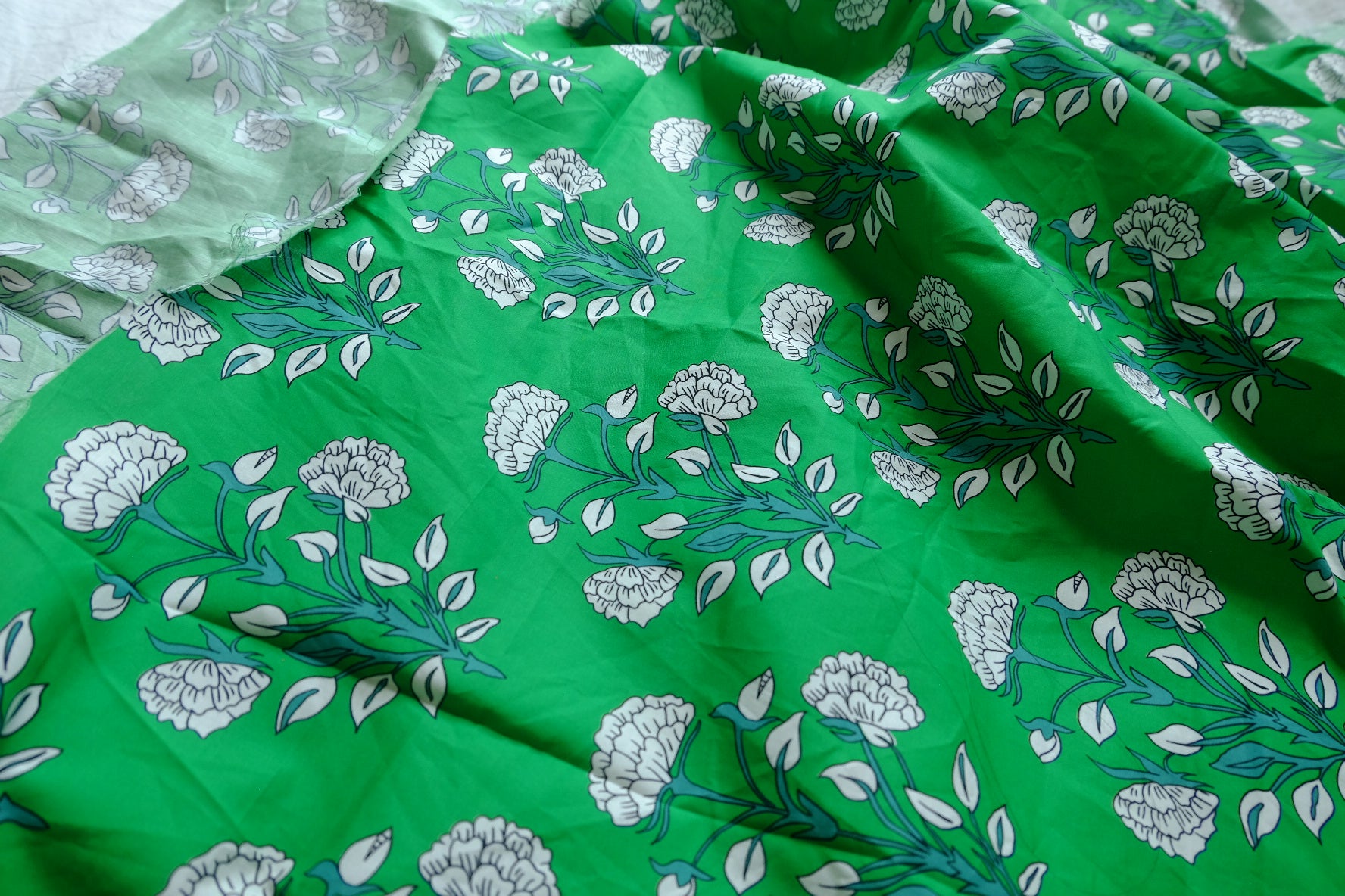 Green Floral 80s Cotton Poplin — 1.97 yd