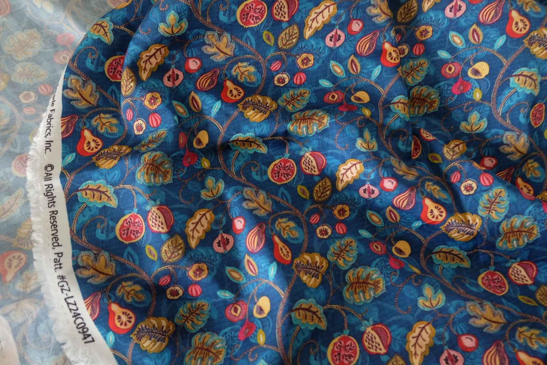 Fruit Vine Rayon Sateen Fabric – By the Meter