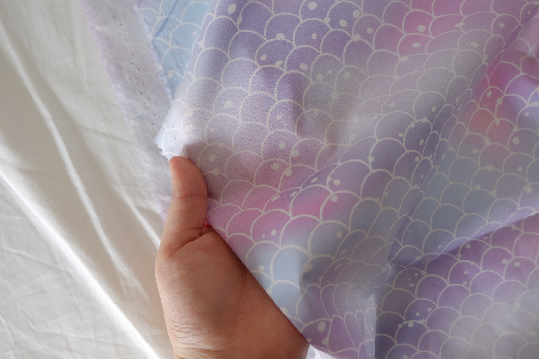 Pastel Mermaid Scale Cotton Lawn Fabric – 3.28 yd