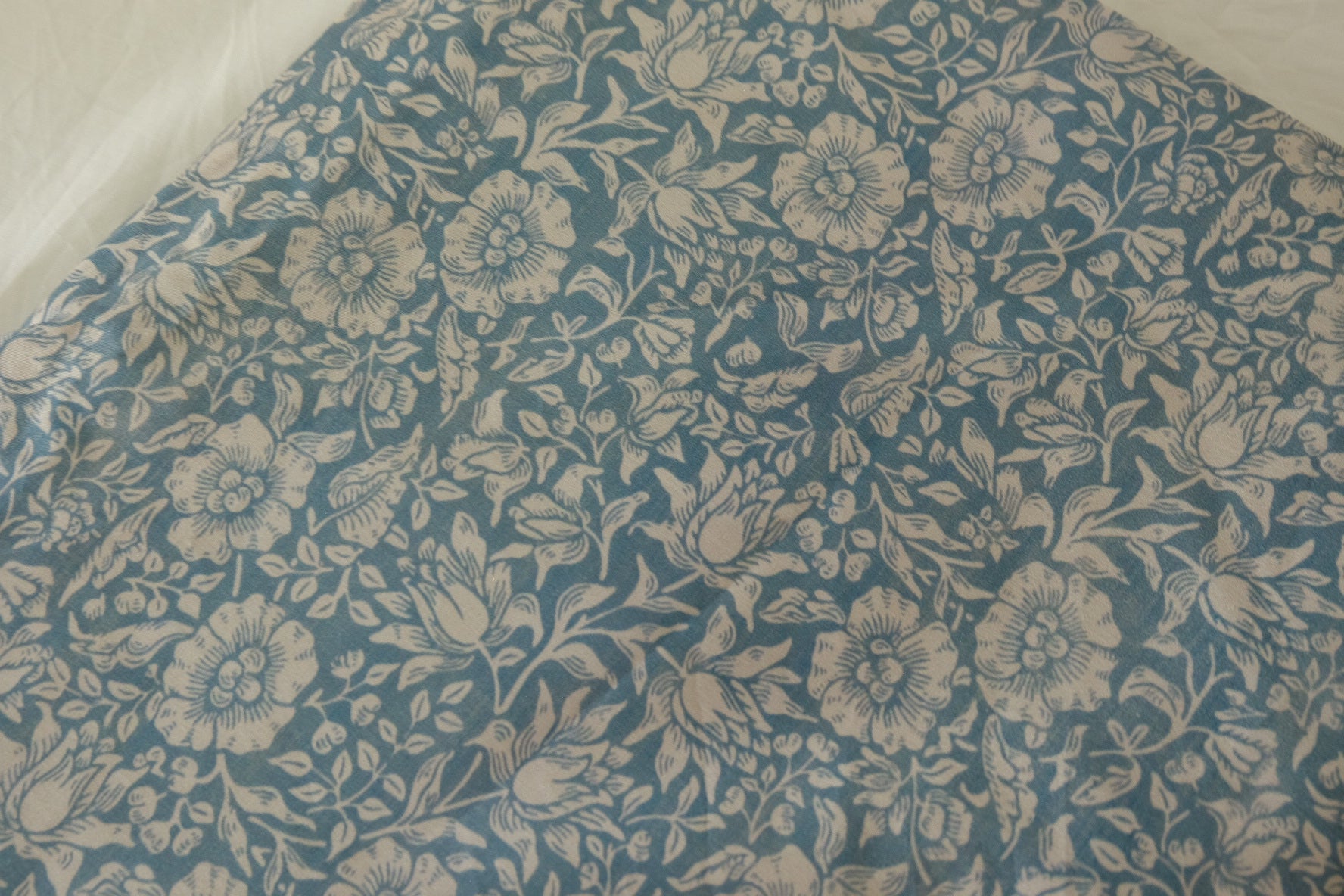Vintage Blue Botanical Print 40s Cotton Poplin Floral Fabric – 3.3 yd