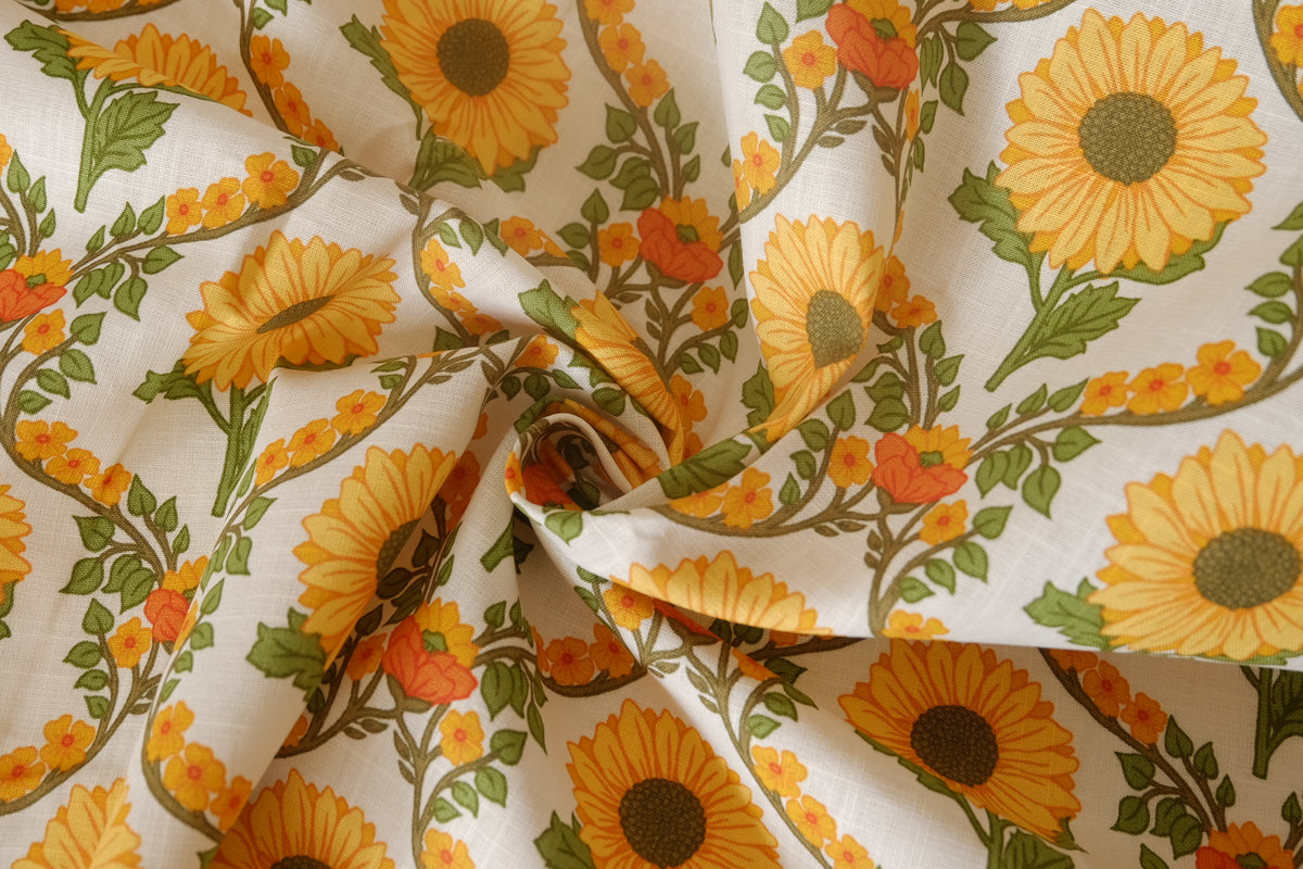 Sunflower Vine Slub Cotton Linen – 3.3 yd