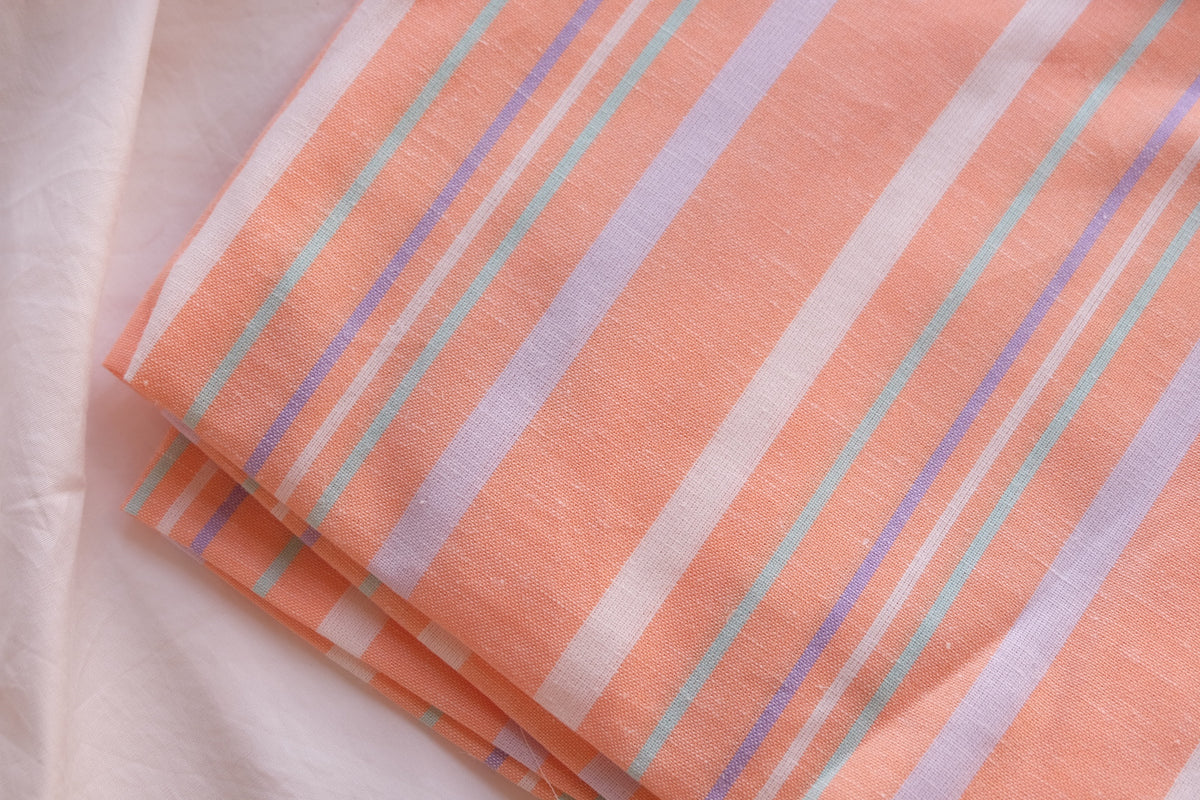 Peach Pastel Striped Cotton Linen – 2.2 yd