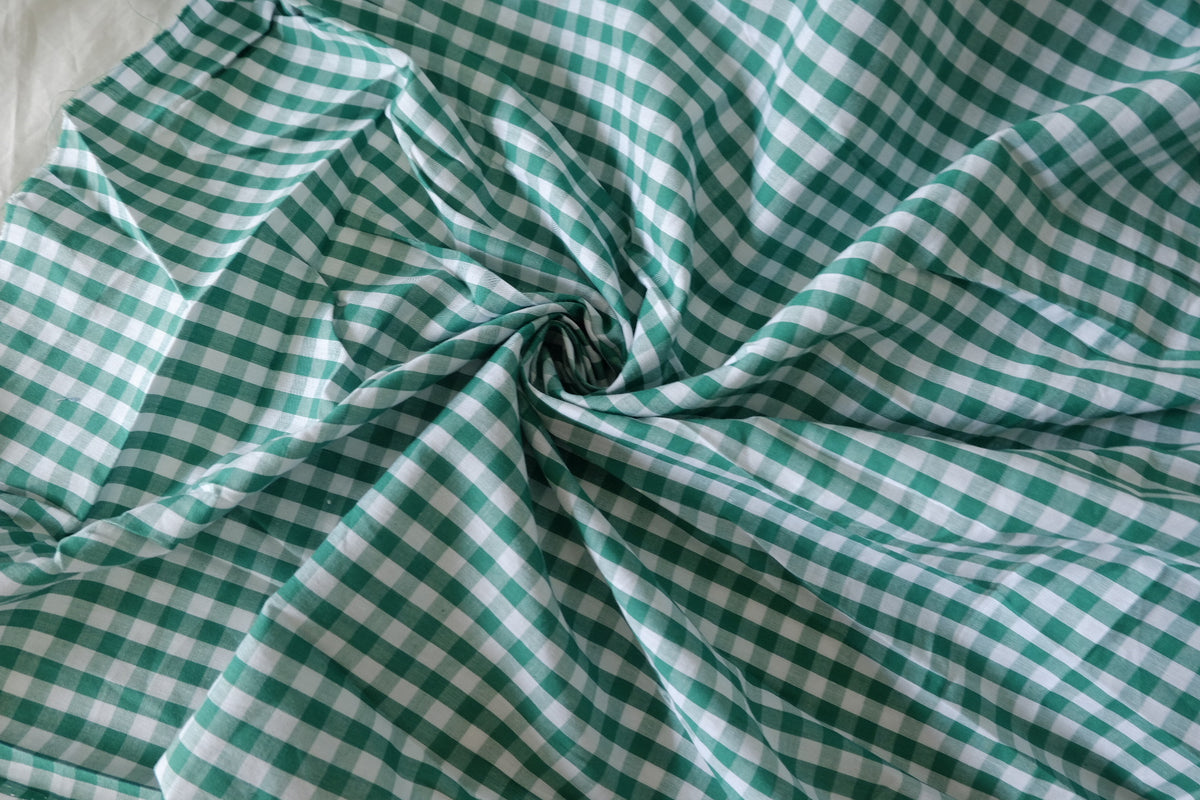 Green Gingham Yarn-Dyed Cotton Fabric – 4.4 yd