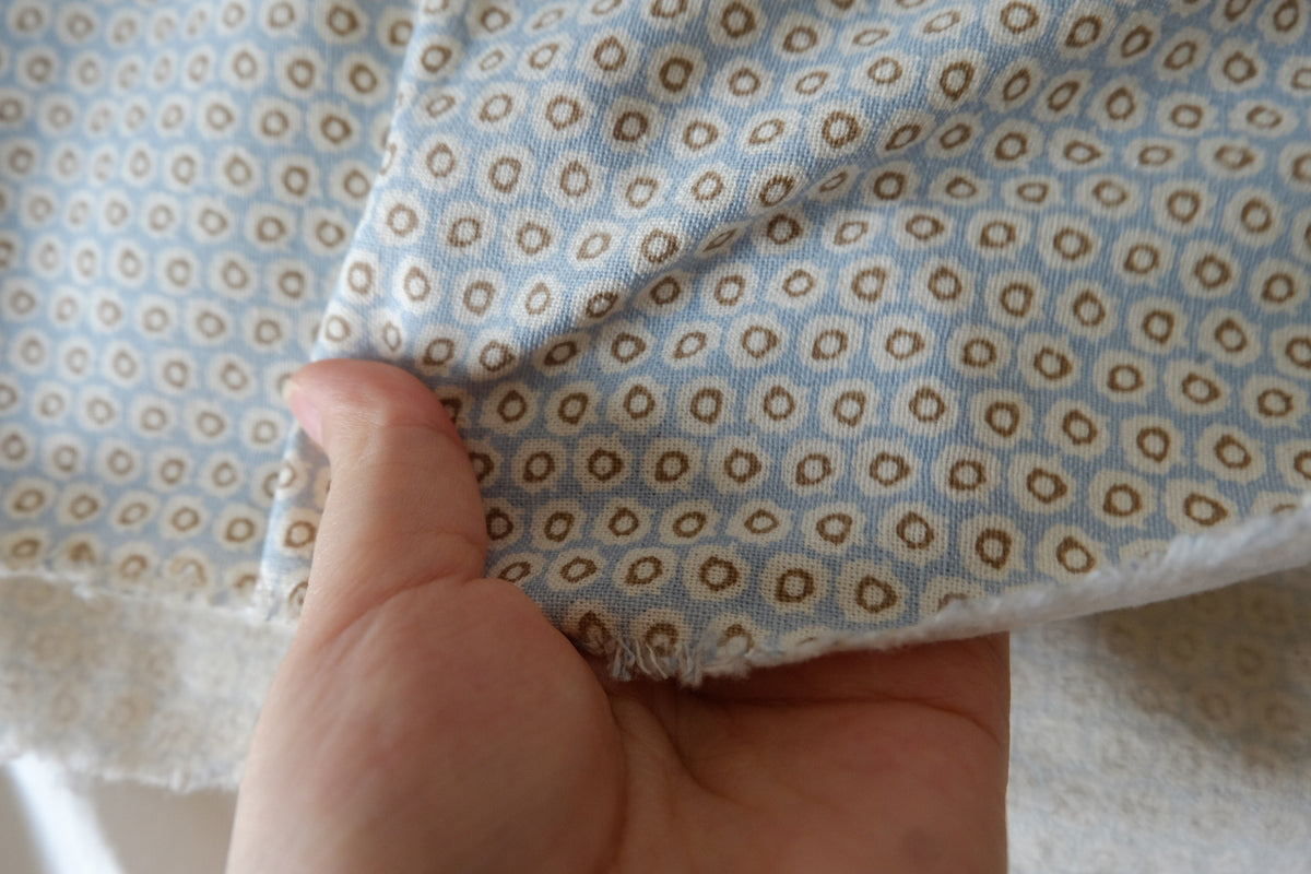 Blue & Oatmeal Ditsy Print Brushed Cotton-Linen Blend – 2.19 yd