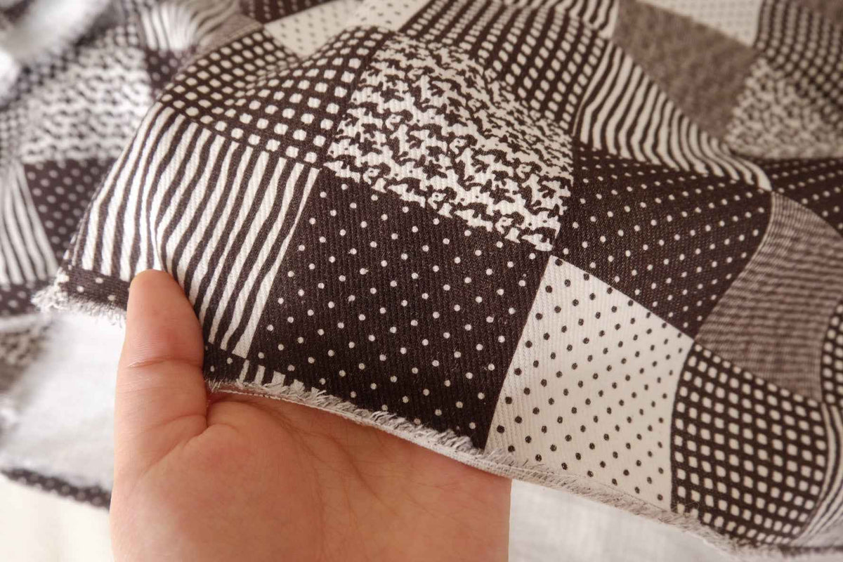 Monochrome Patchwork Soft Cotton Linen Twill – 2.19 yd (Continuous Cut Available)