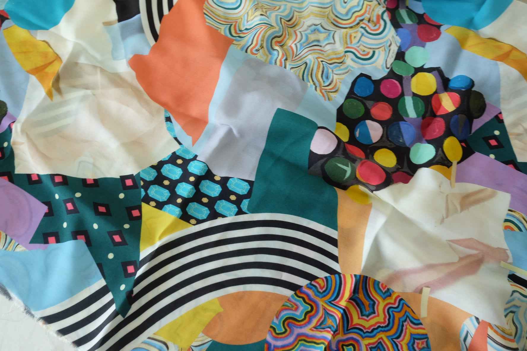 Abstract Patchwork Silk Cotton Fabric – 2.2 yd