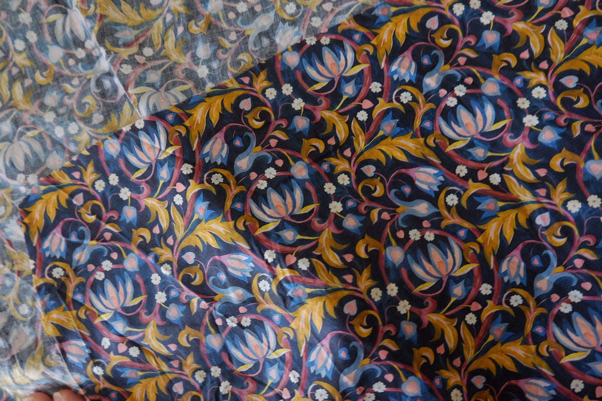 Midnight Botanical Cotton Lawn – 1.09 yd